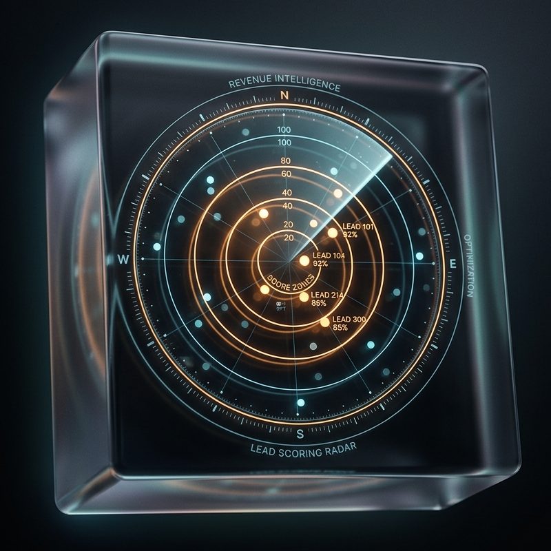 Scoring as a radar: buying signals weighted by the team's own criteria.